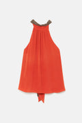 Top Halter reversible - gris/naranja