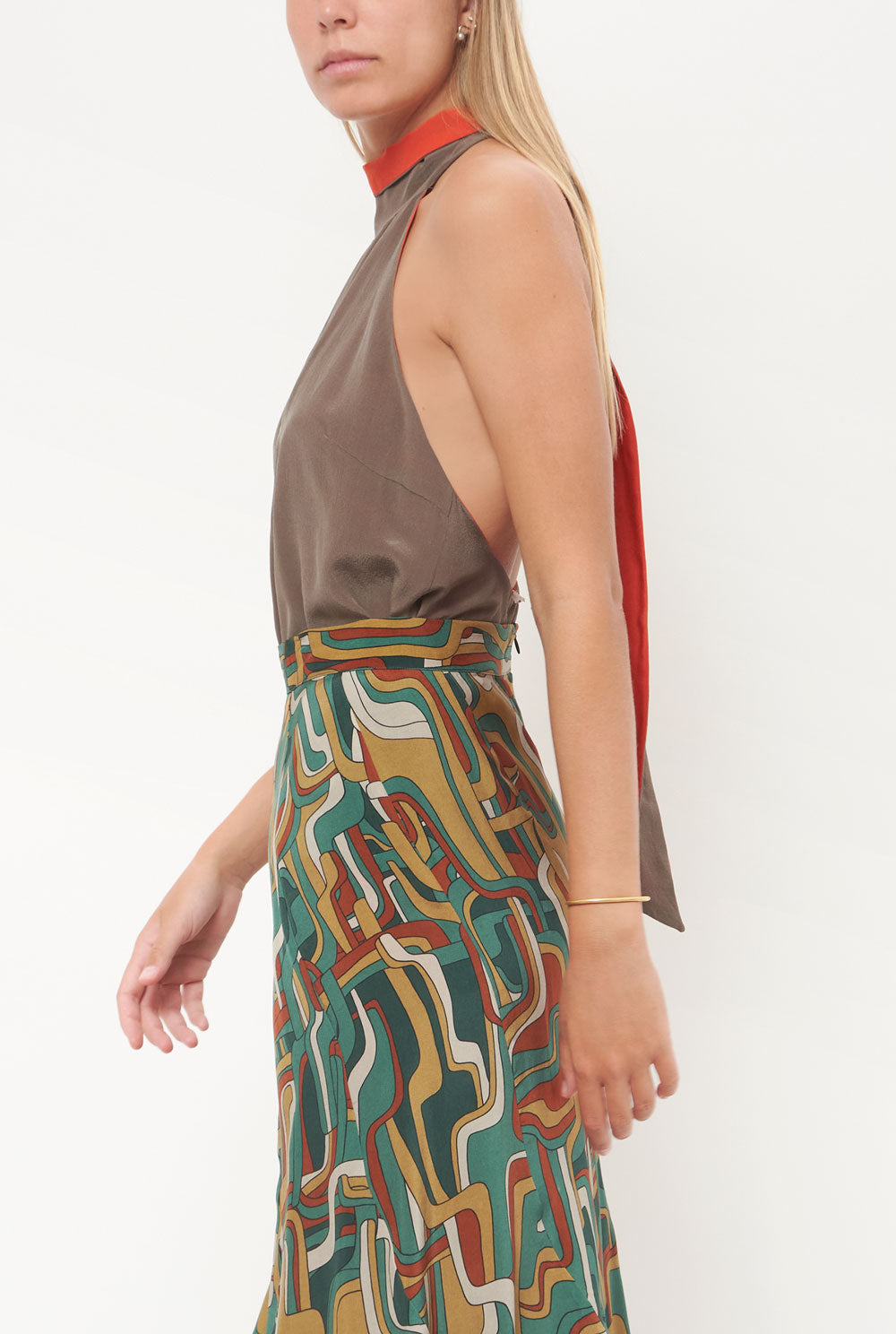 Top Halter reversible - gris/naranja