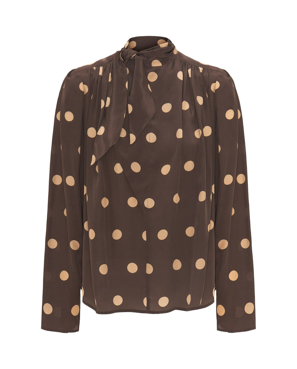 Top marrón estampado lunares beige
