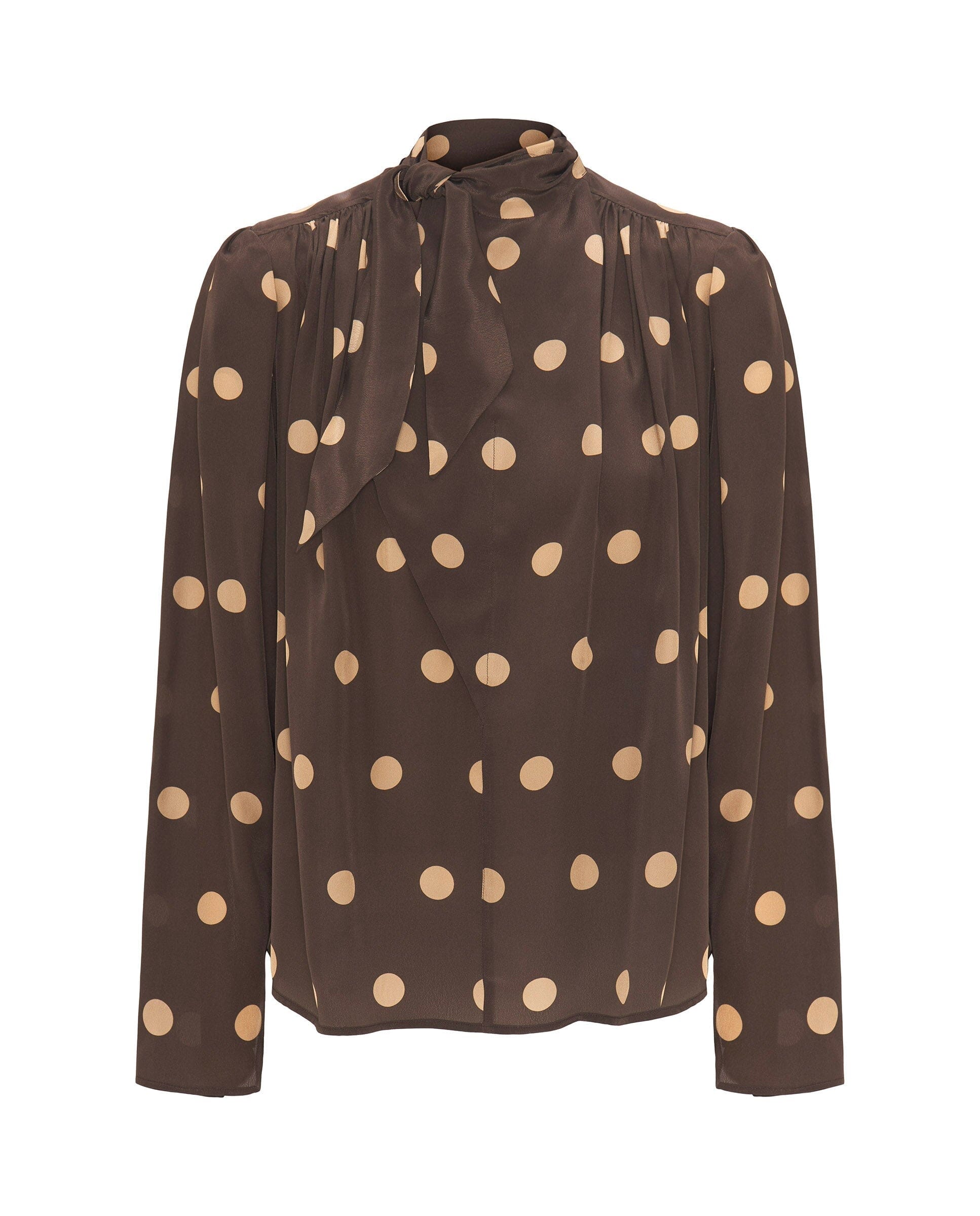 Top marrón estampado lunares beige