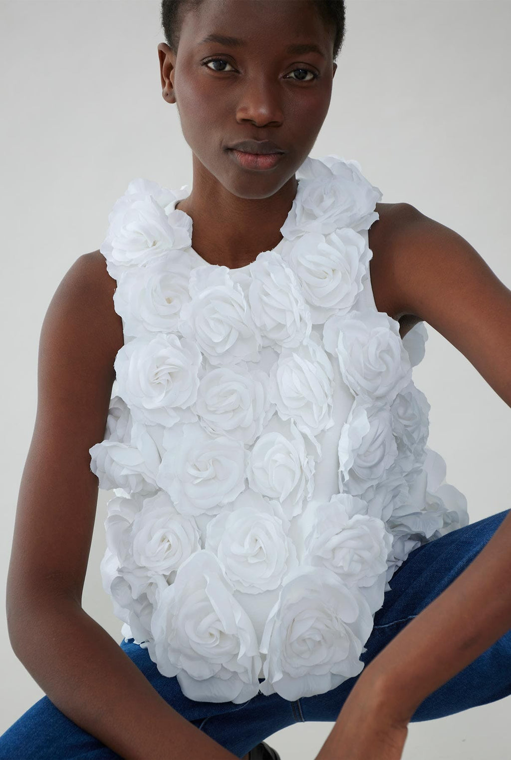 Top with handmade flowers