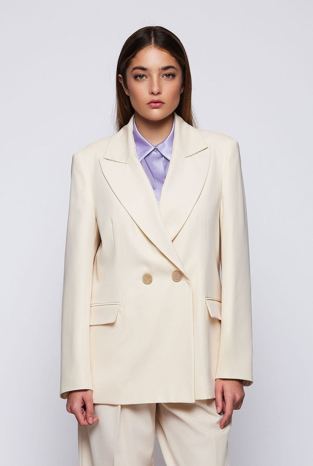 Blazer cruzada vainilla de lana