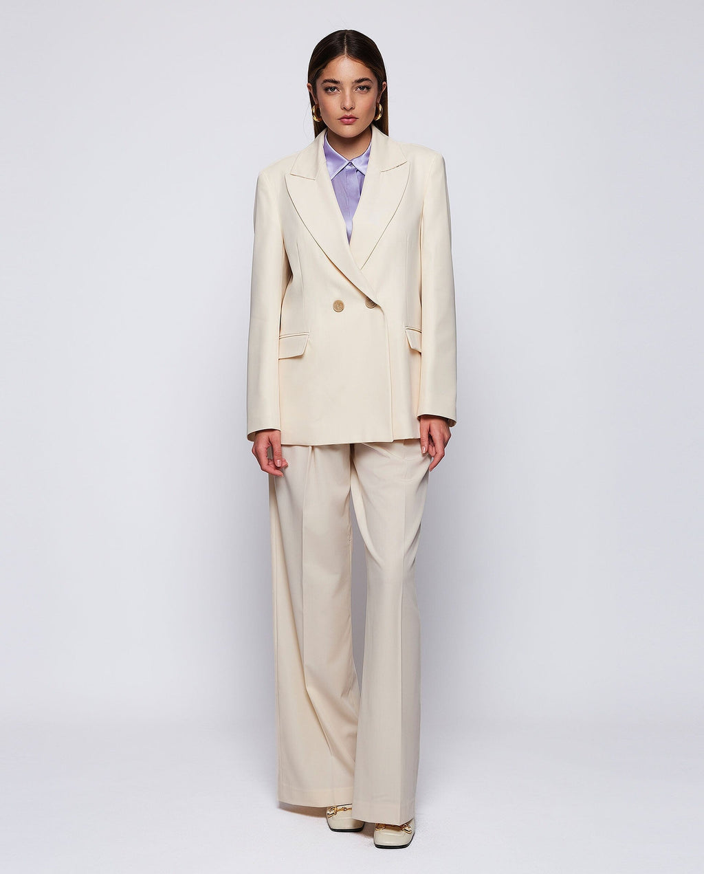 Blazer cruzada vainilla de lana
