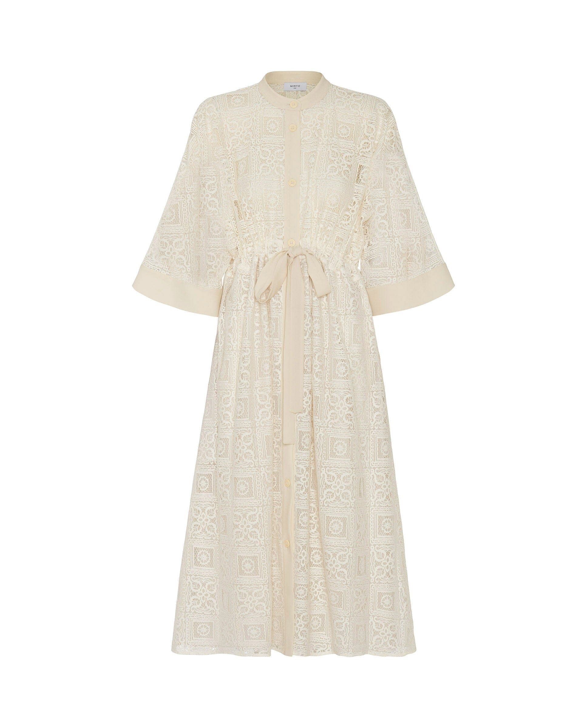 Vestido camisero de encaje