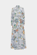 Vestido camisero largo azul estampado floral