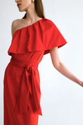 Vestido con volante - rojo