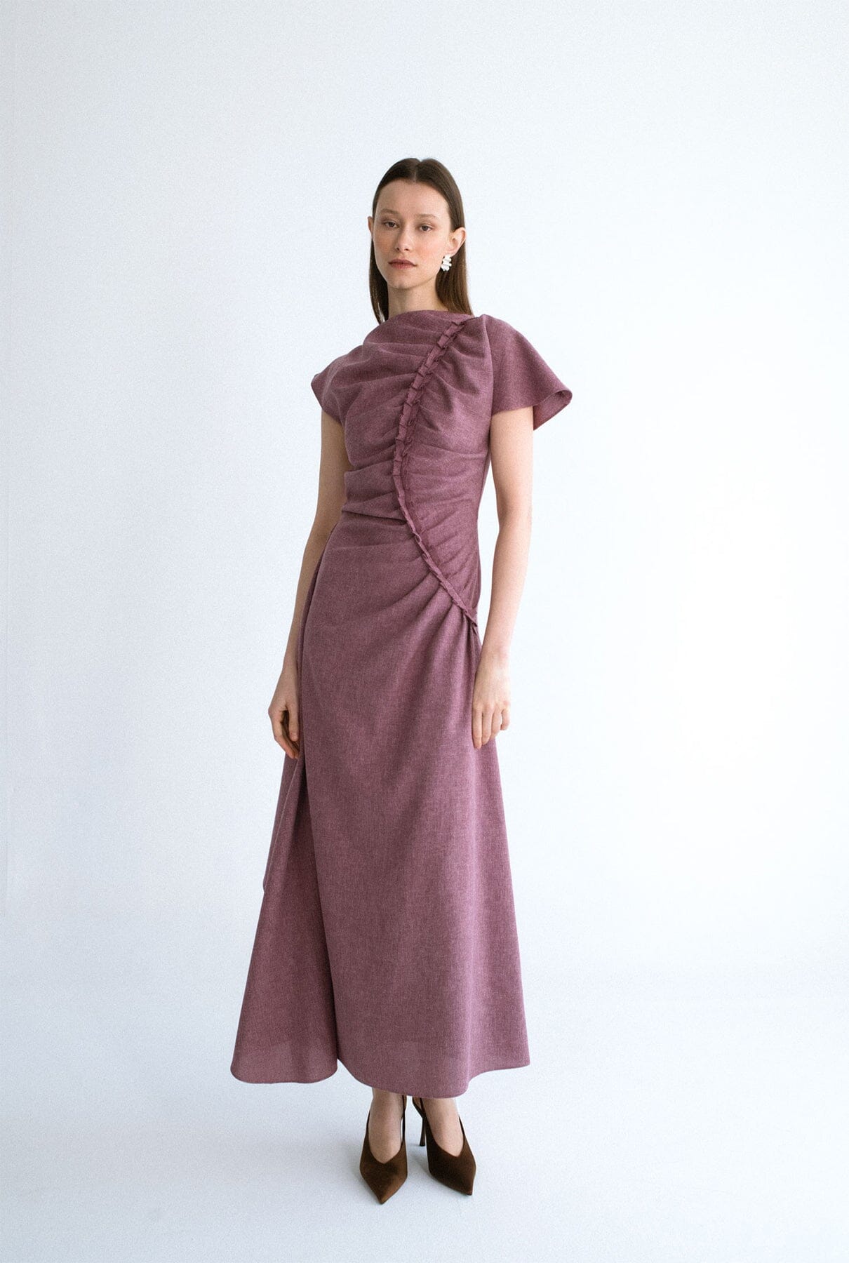 Vestido drapeado grape