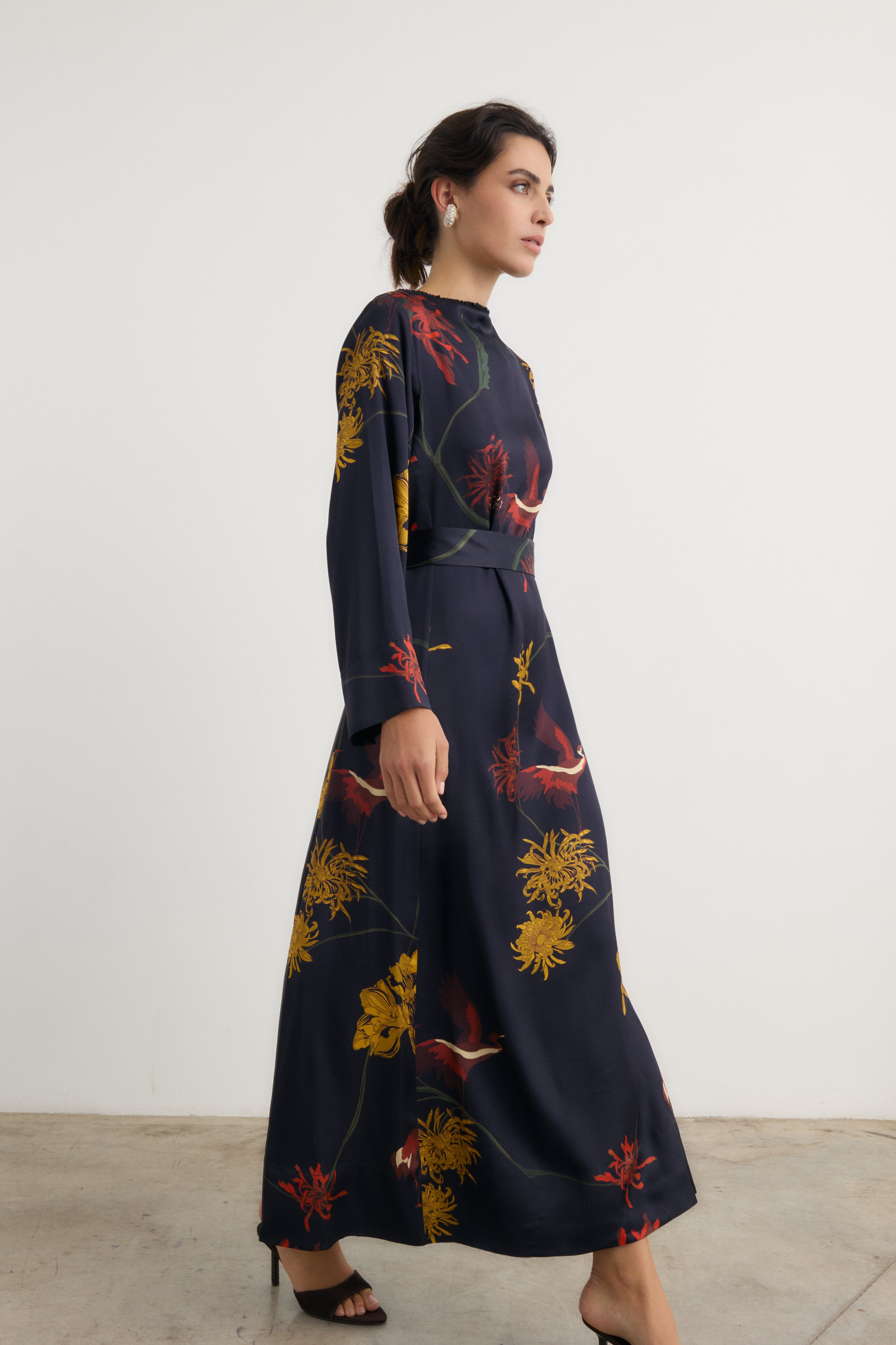 Vestido Frida Flora marino - Preorder