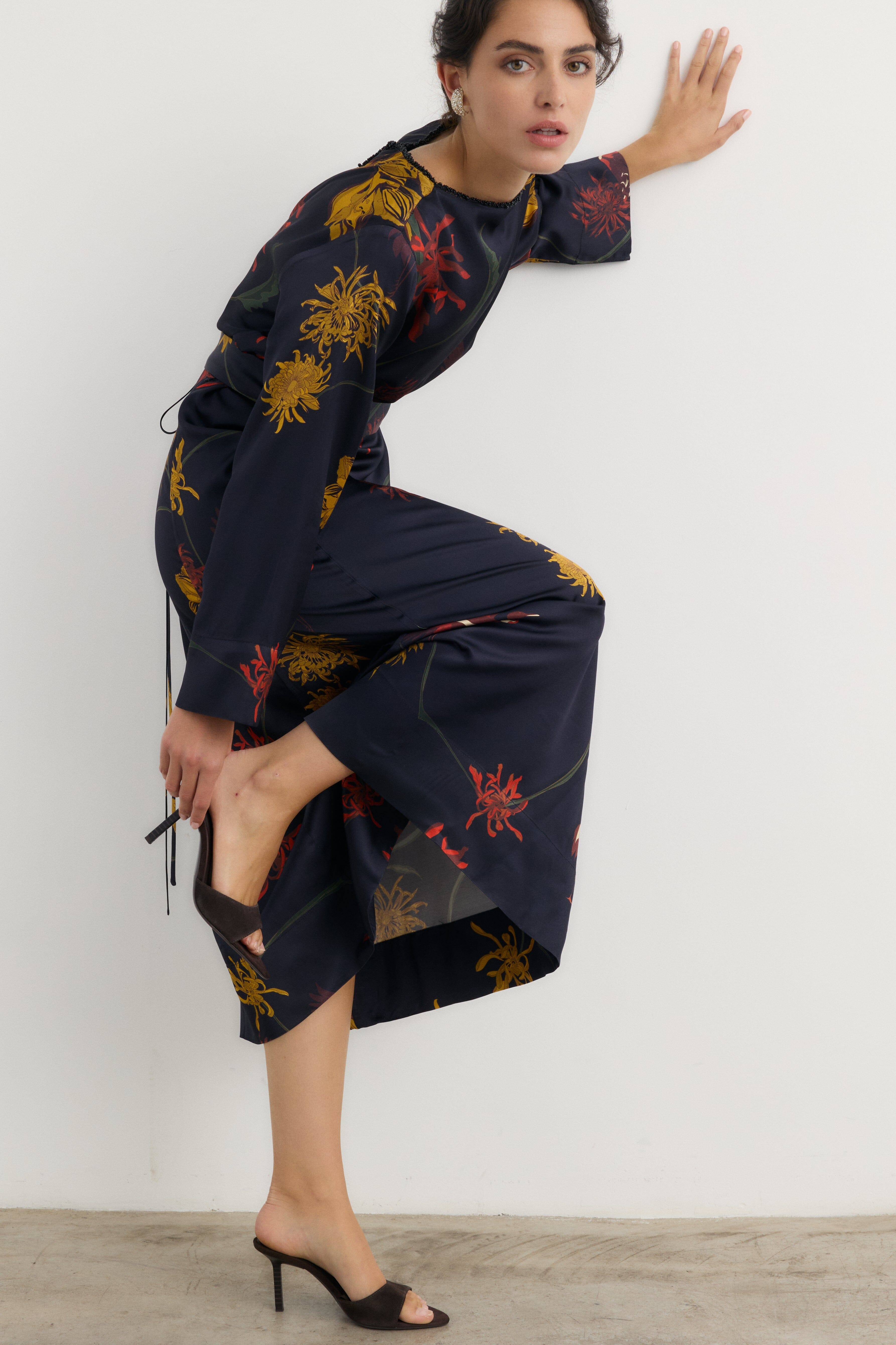 Vestido Frida Flora marino - Preorder