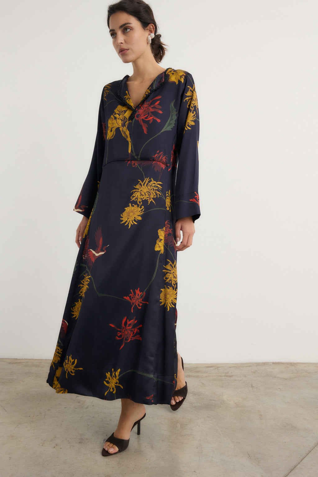 Vestido Frida Flora marino - Preorder
