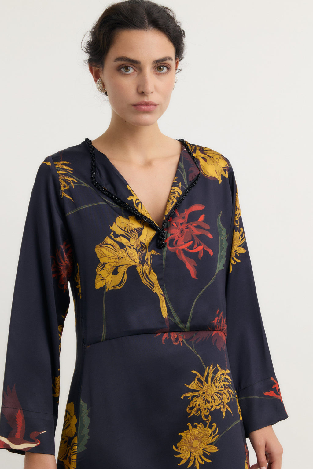 Vestido Frida Flora marino - Preorder