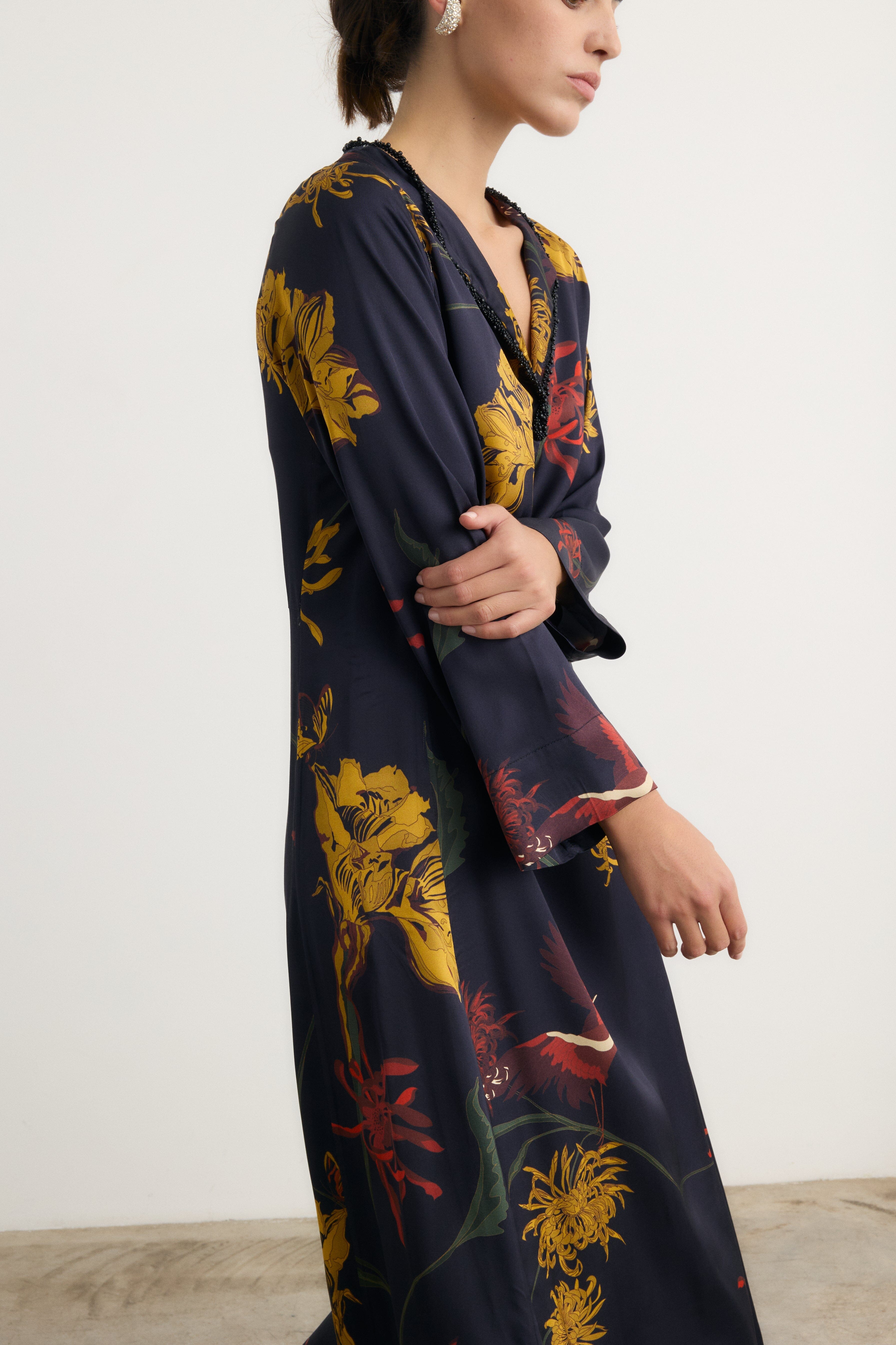 Vestido Frida Flora marino - Preorder