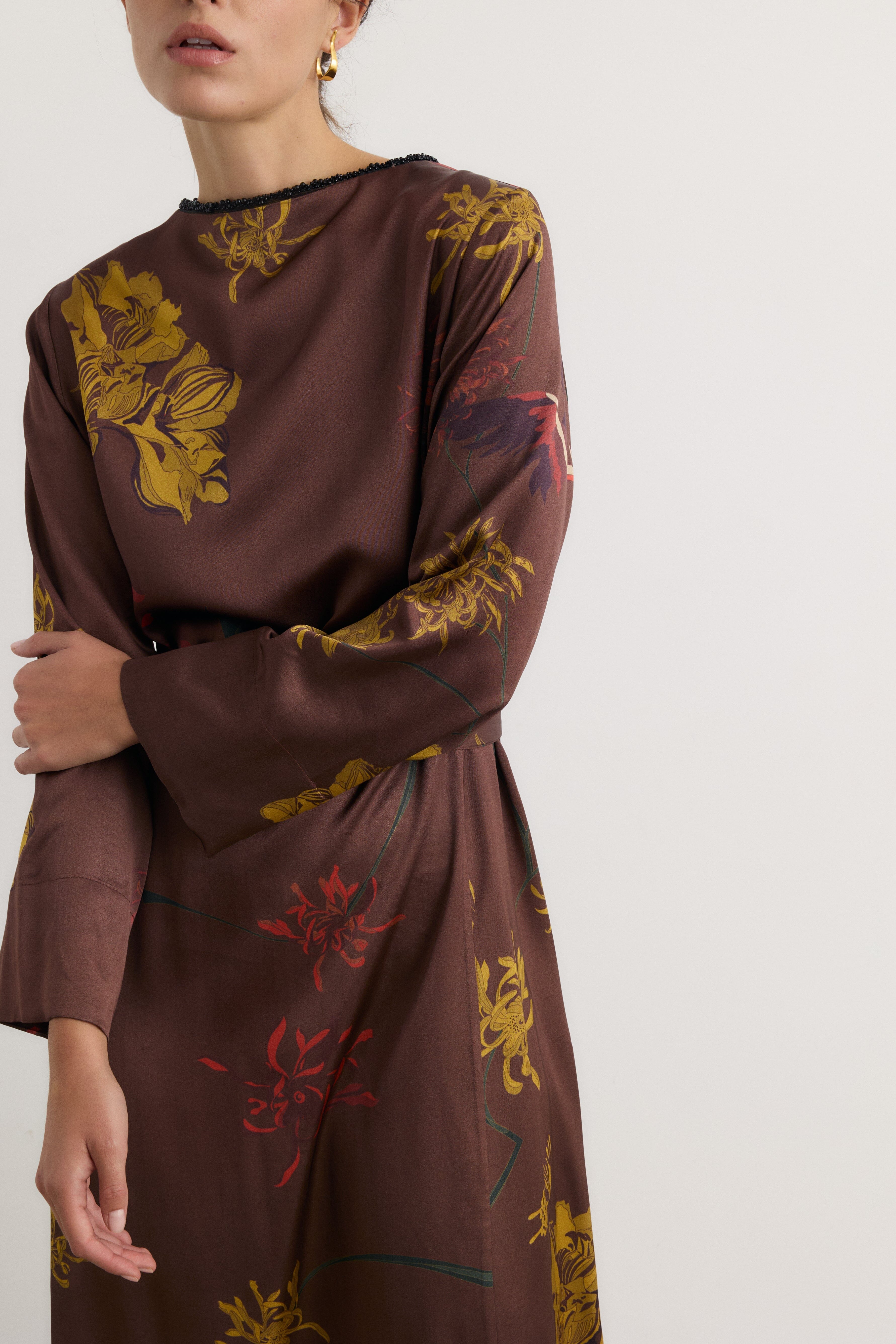 Vestido Frida Flora Marrón - Preorder