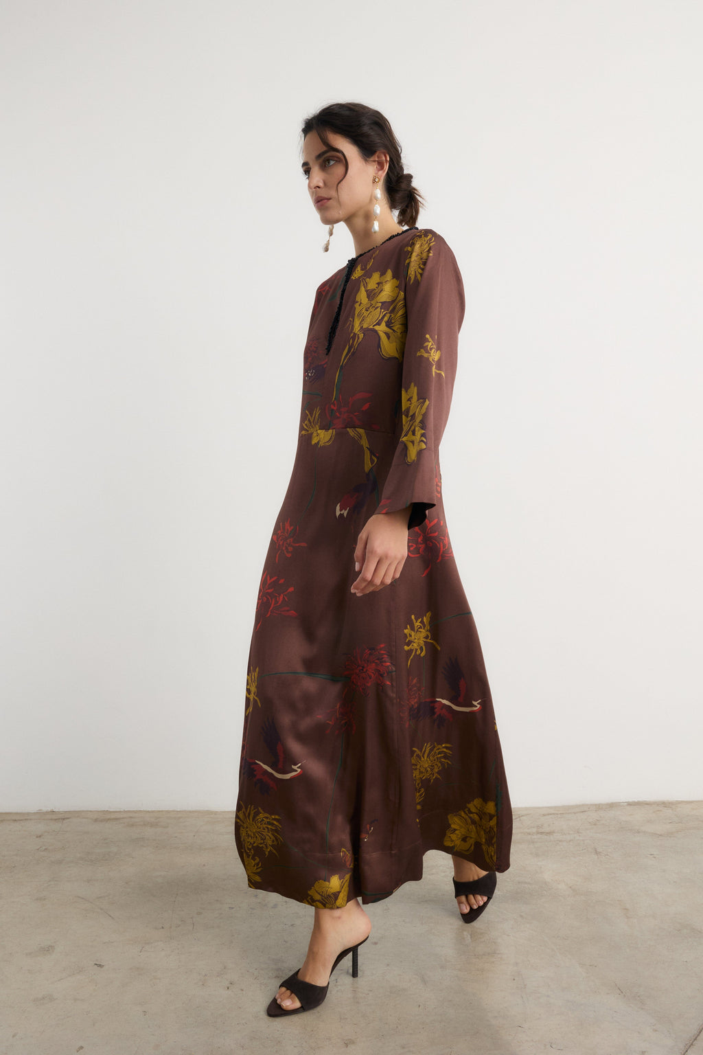 Vestido Frida Flora Marrón - Preorder