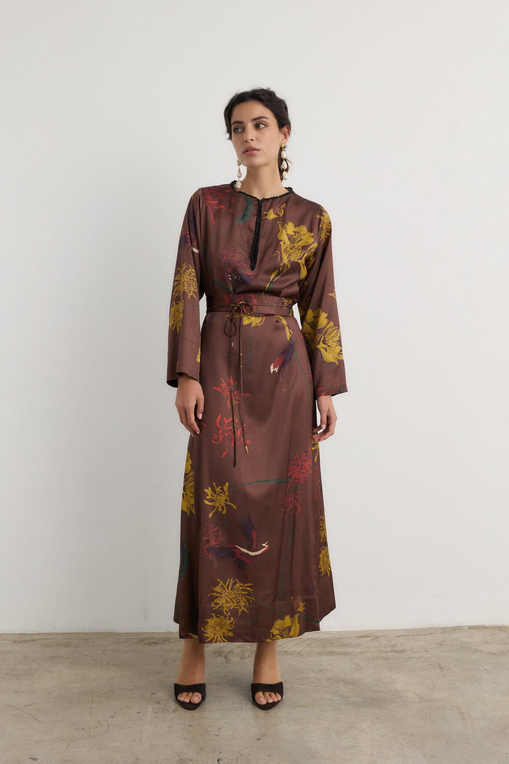 Vestido Frida Flora Marrón - Preorder