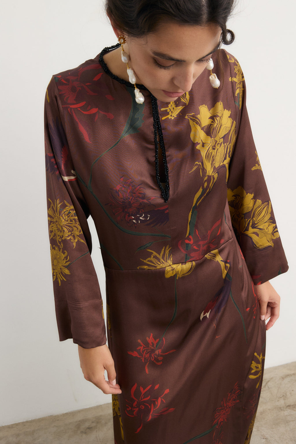 Vestido Frida Flora Marrón - Preorder