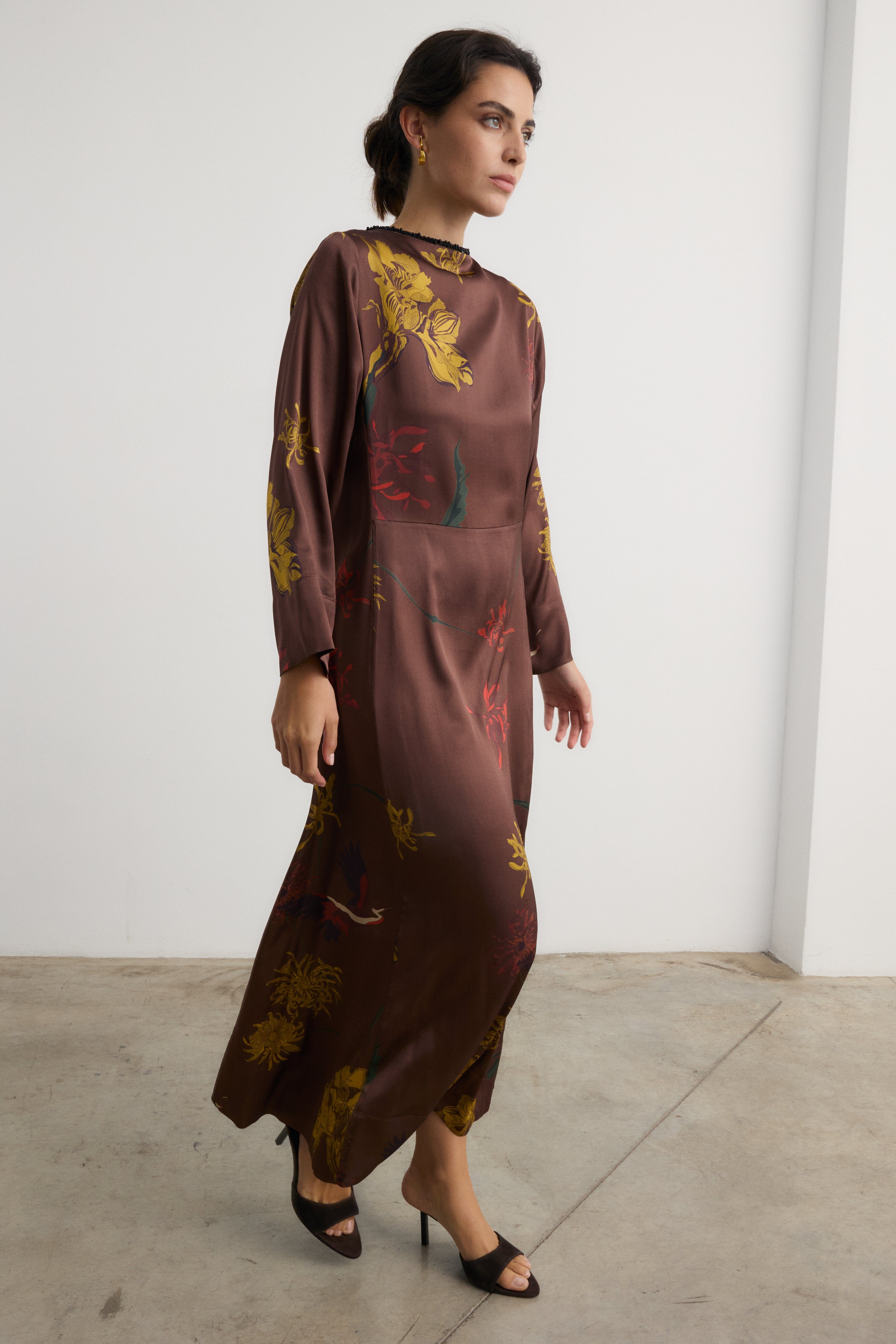Vestido Frida Flora Marrón - Preorder