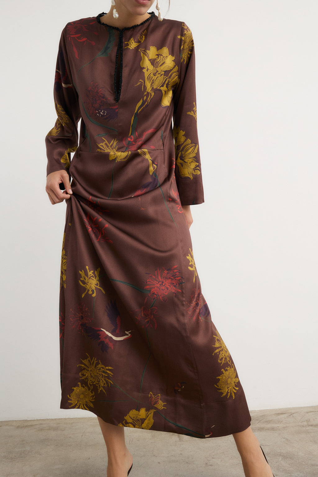 Vestido Frida Flora Marrón - Preorder