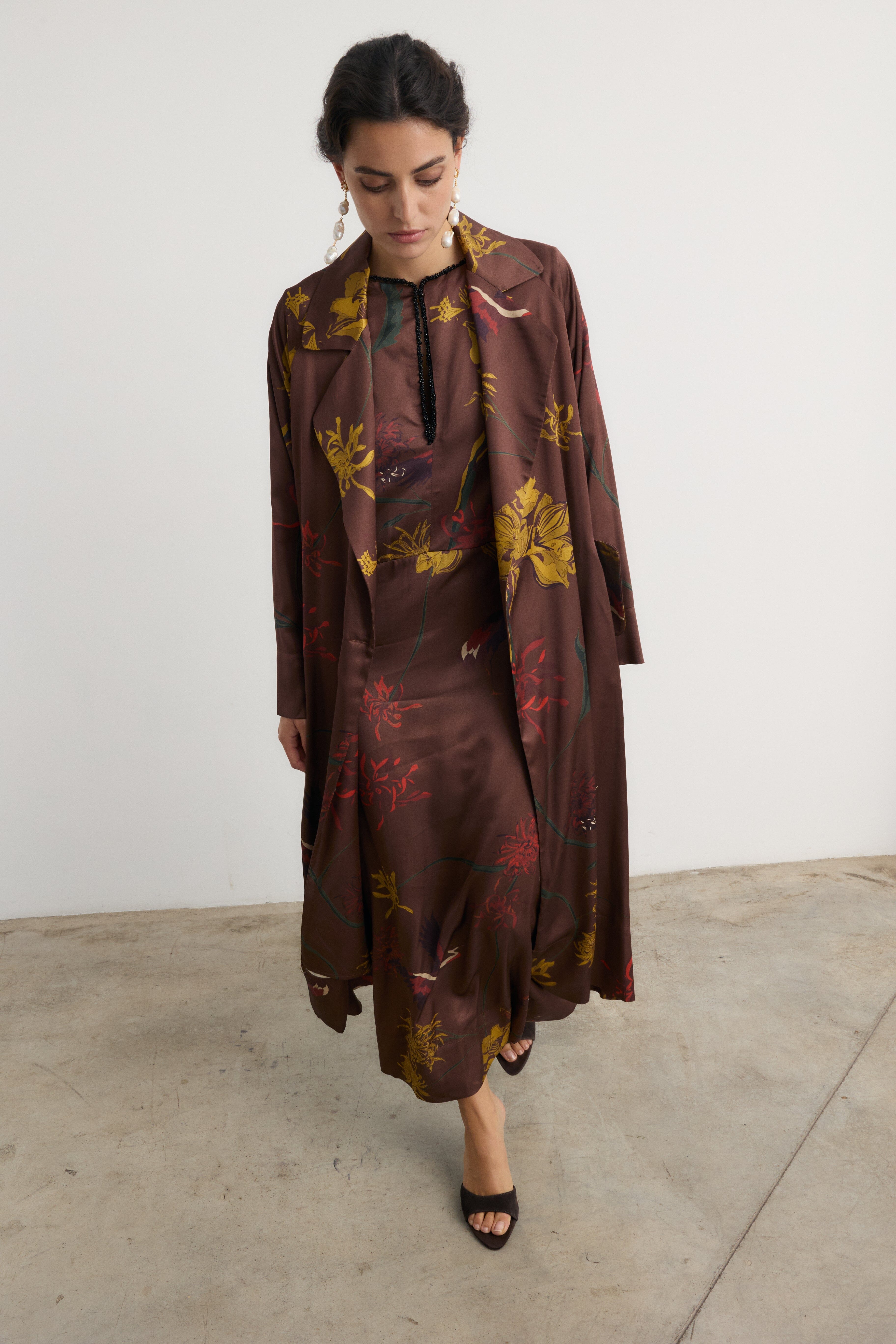 Vestido Frida Flora Marrón - Preorder
