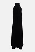 Vestido Halter Long terciopelo con lazo de organza - negro