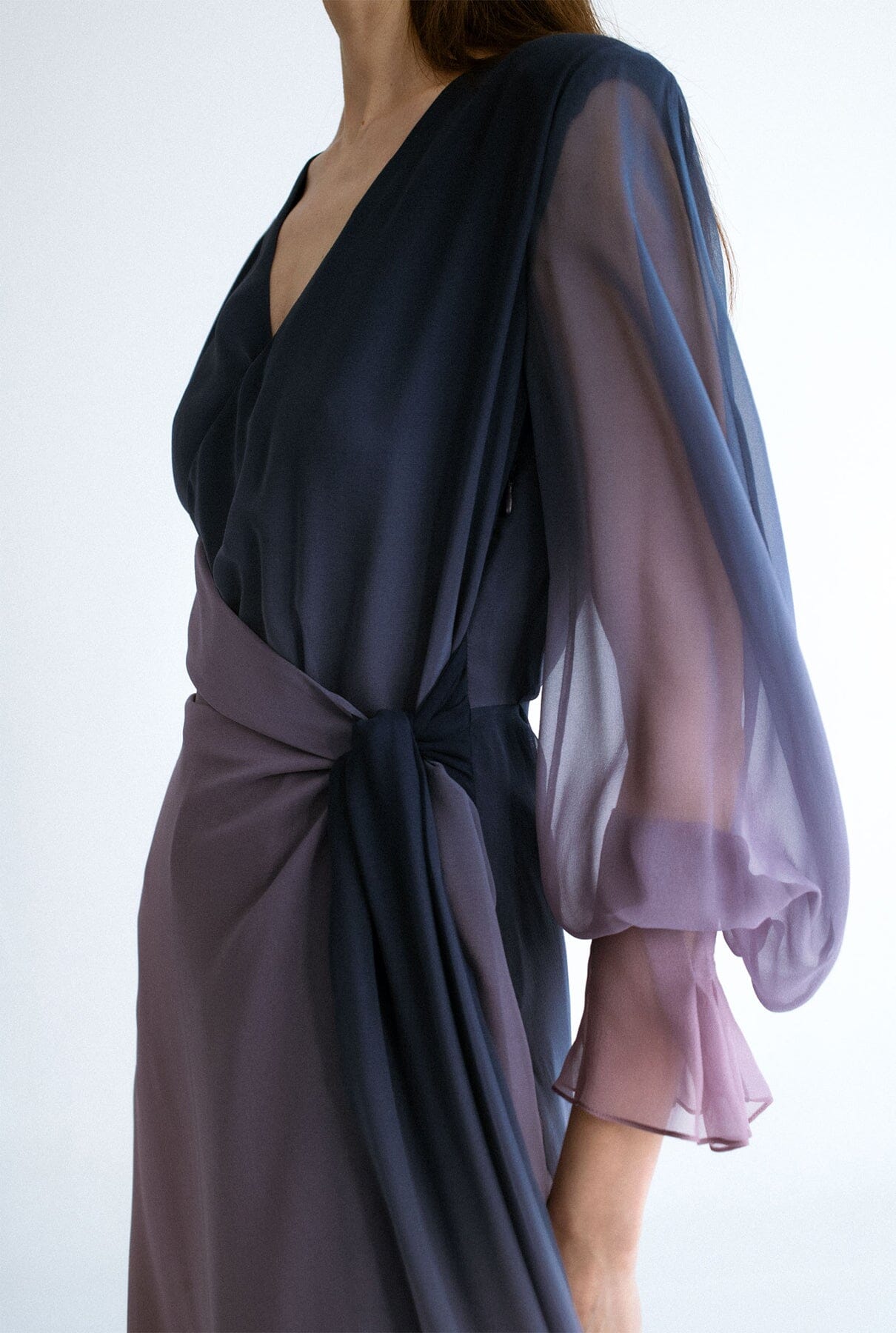 Vestido midi cruzado rose navy