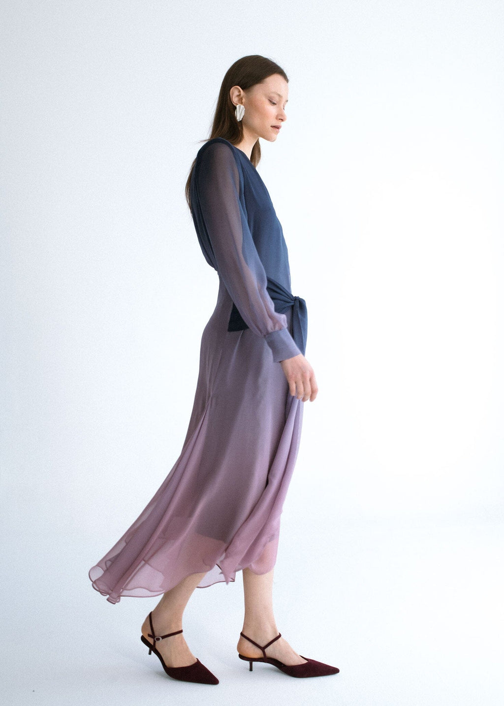 Vestido midi lazada rose navy