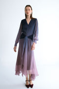 Vestido midi lazada rose navy