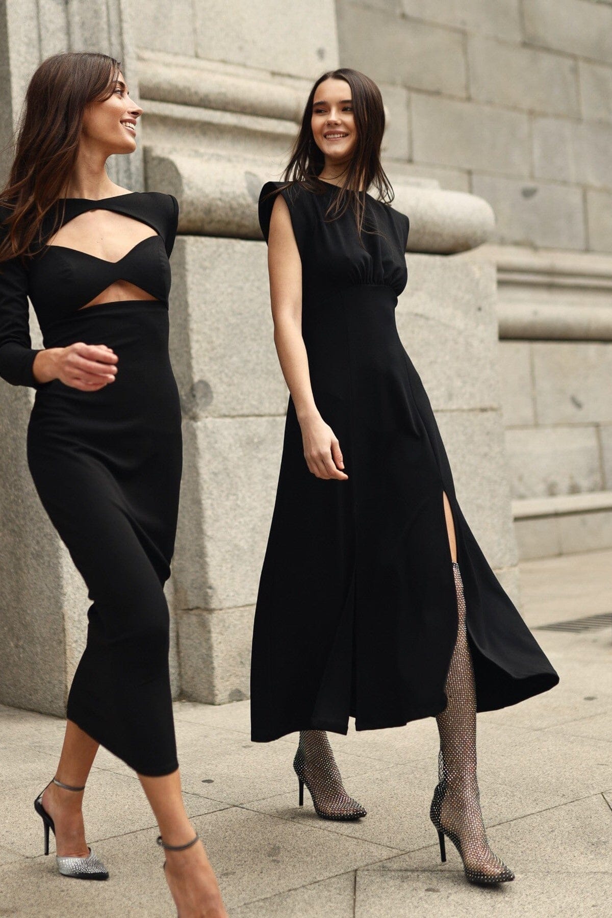 Vestido Midi Negro Elegante Epilota