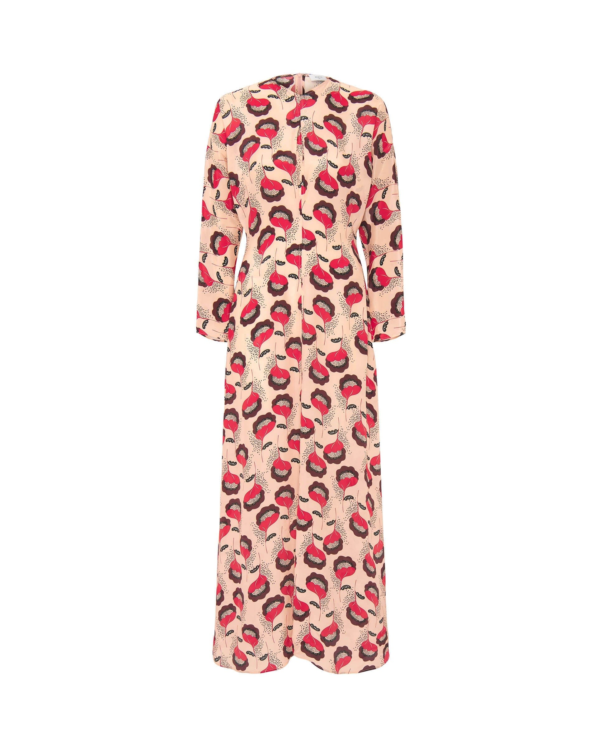 Vestido rojo y rosa estampado floral