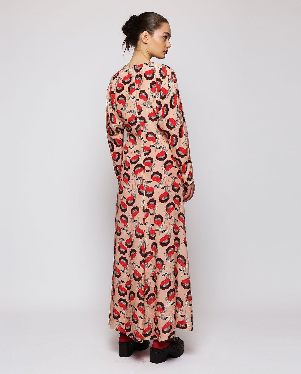 Vestido rojo y rosa estampado floral