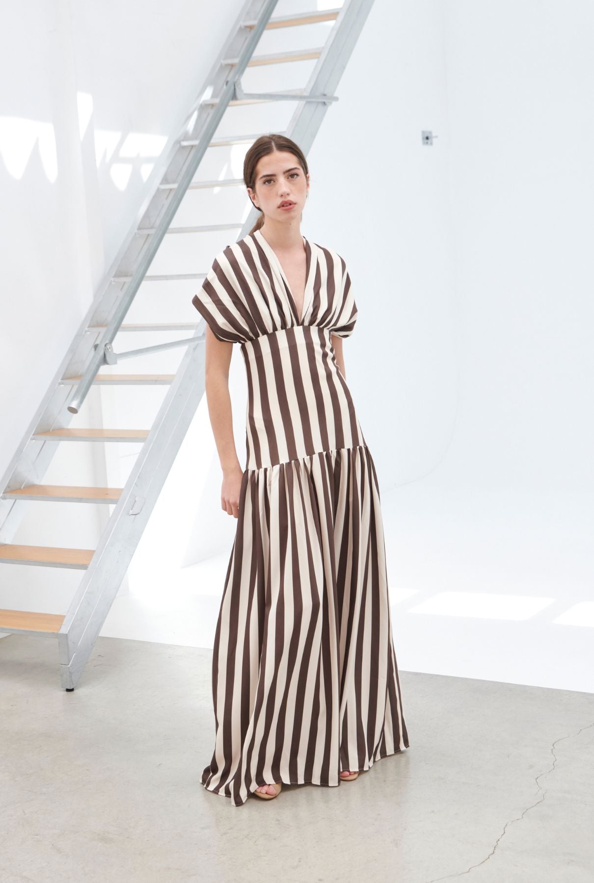 Vestido Violeta rayas marrón