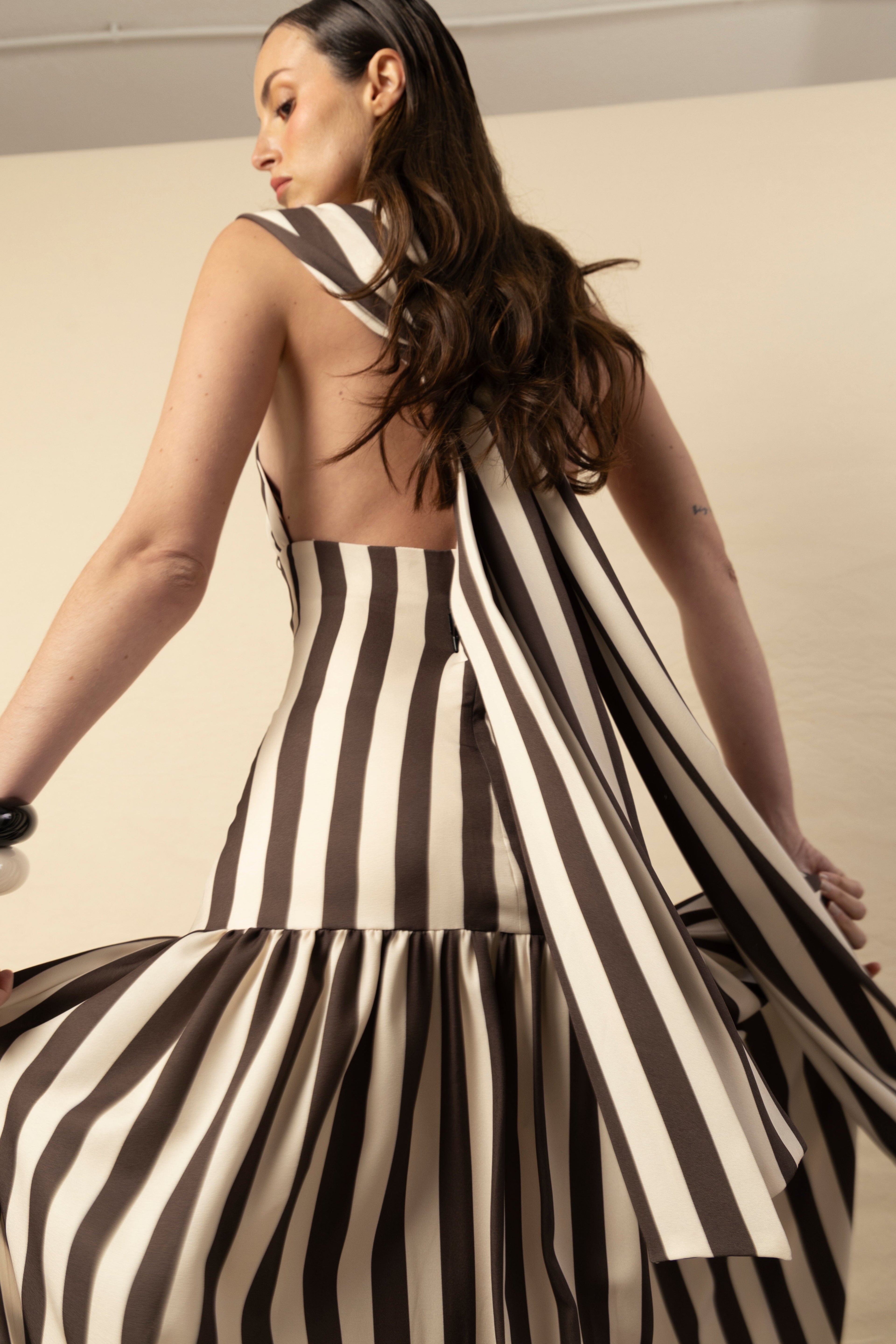 Vestido Violeta rayas marrón