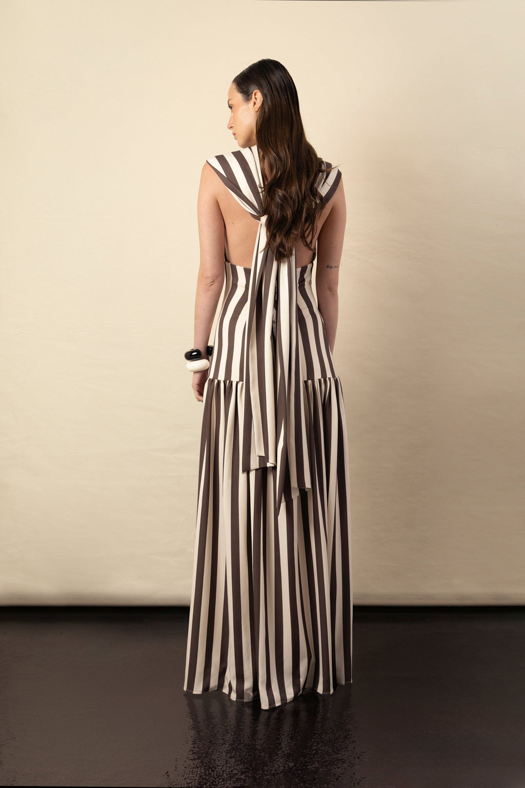 Vestido Violeta rayas marrón