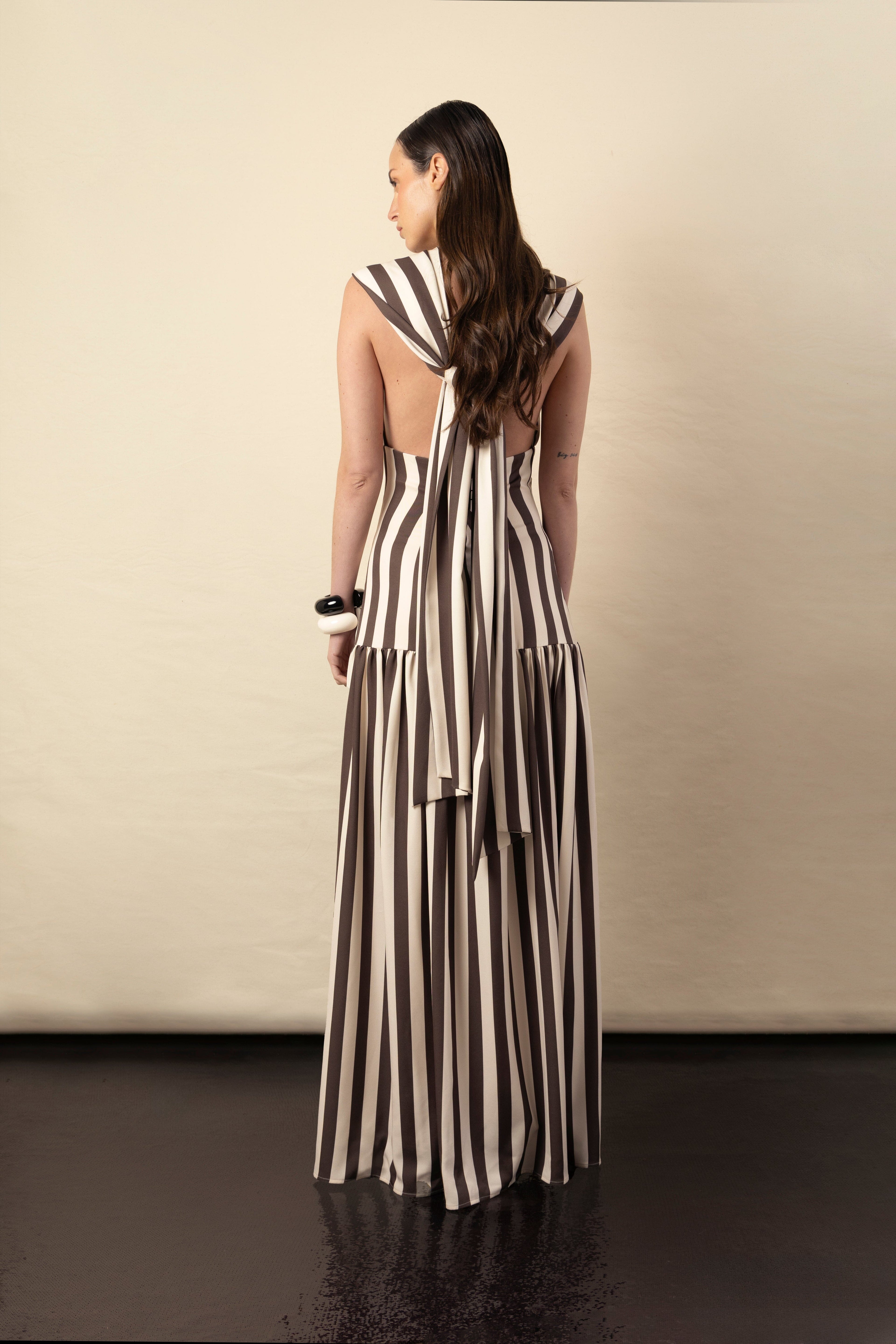 Vestido Violeta rayas marrón