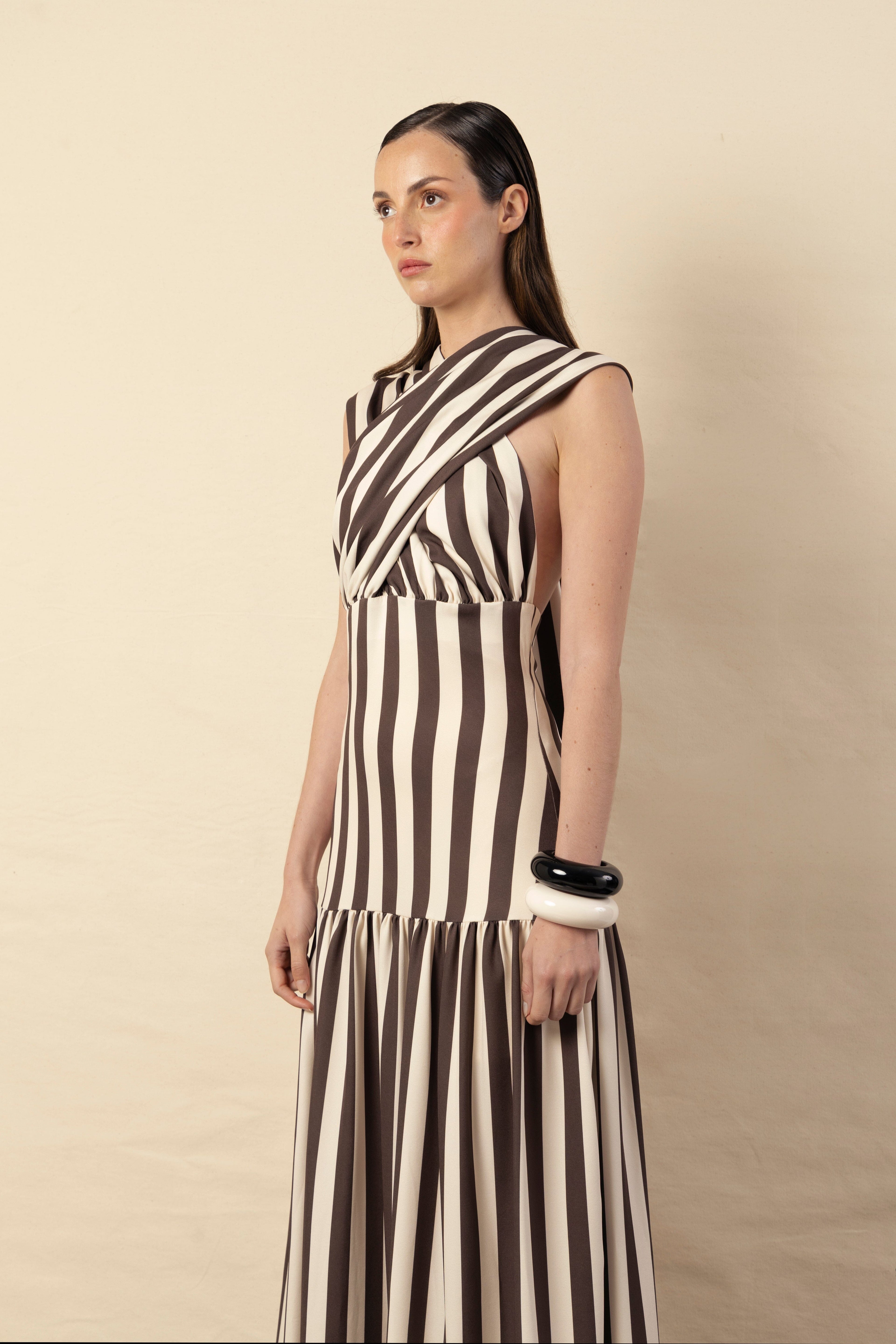 Vestido Violeta rayas marrón