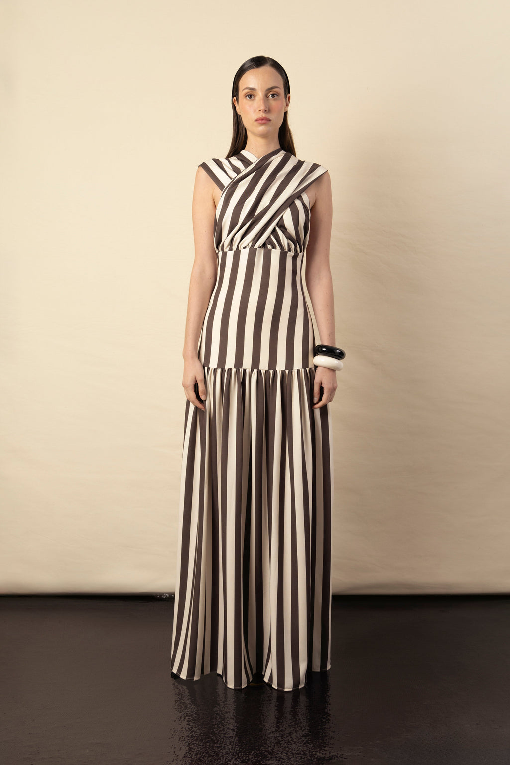 Vestido Violeta rayas marrón