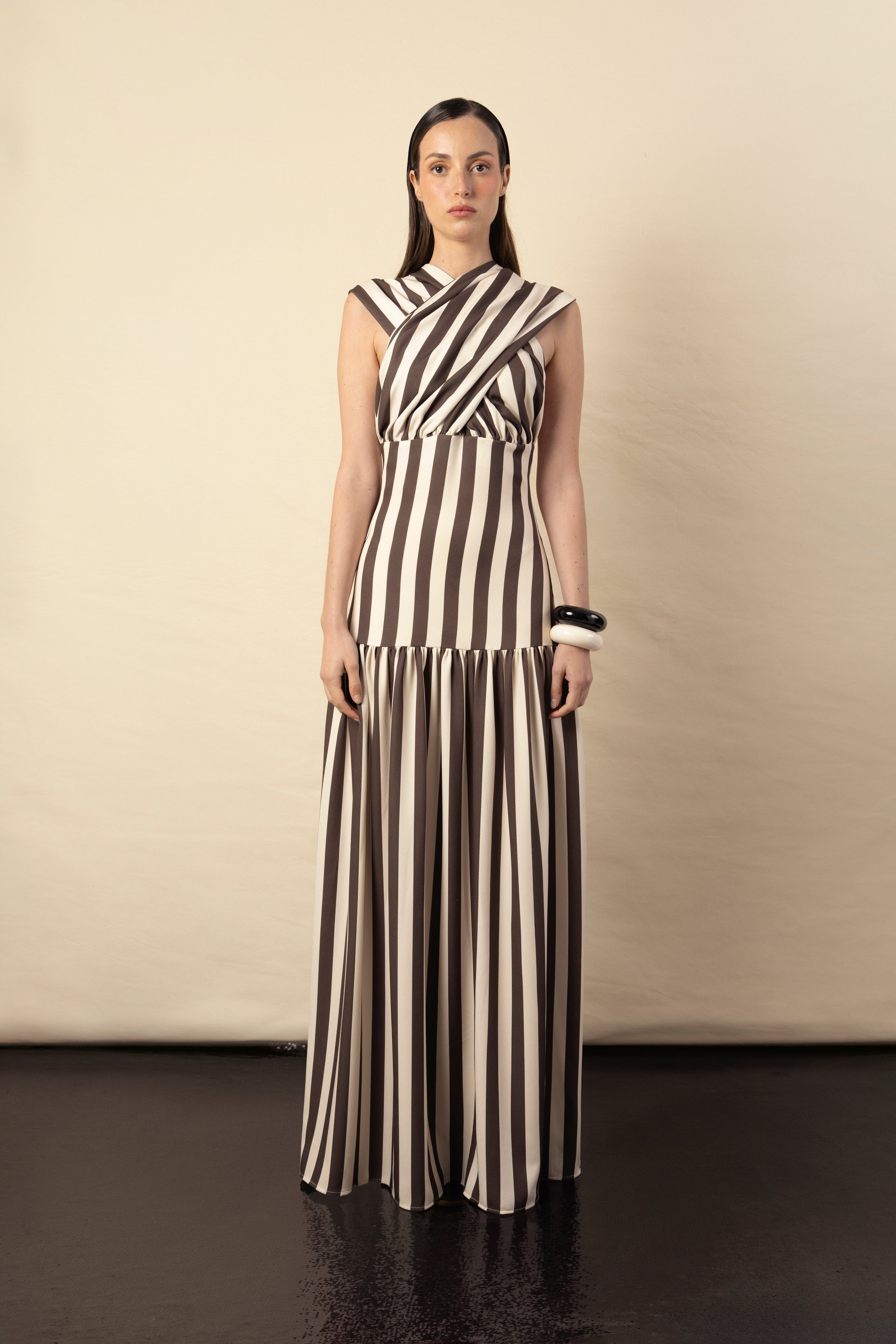 Vestido Violeta rayas marrón