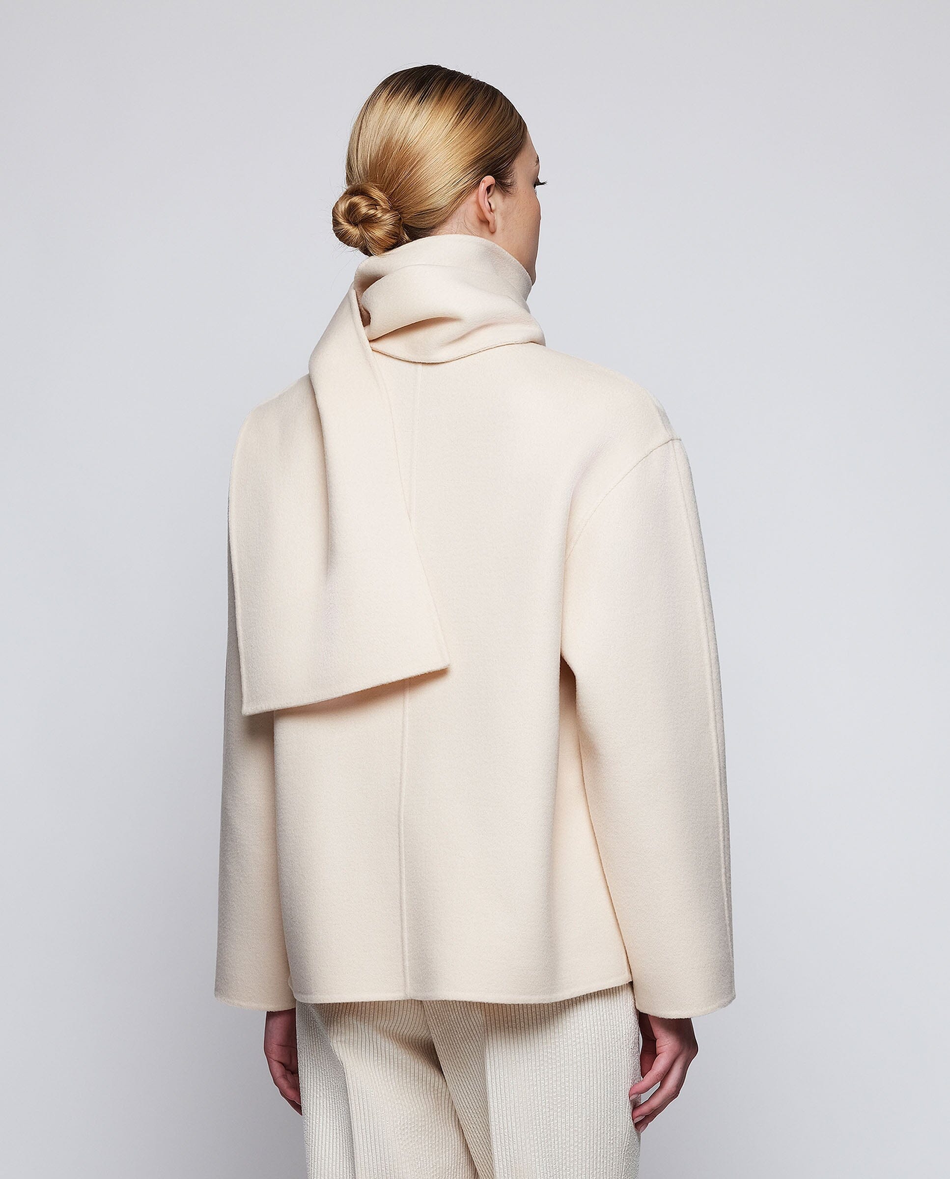 Chaquetón doble faz blanco de lana cashmere