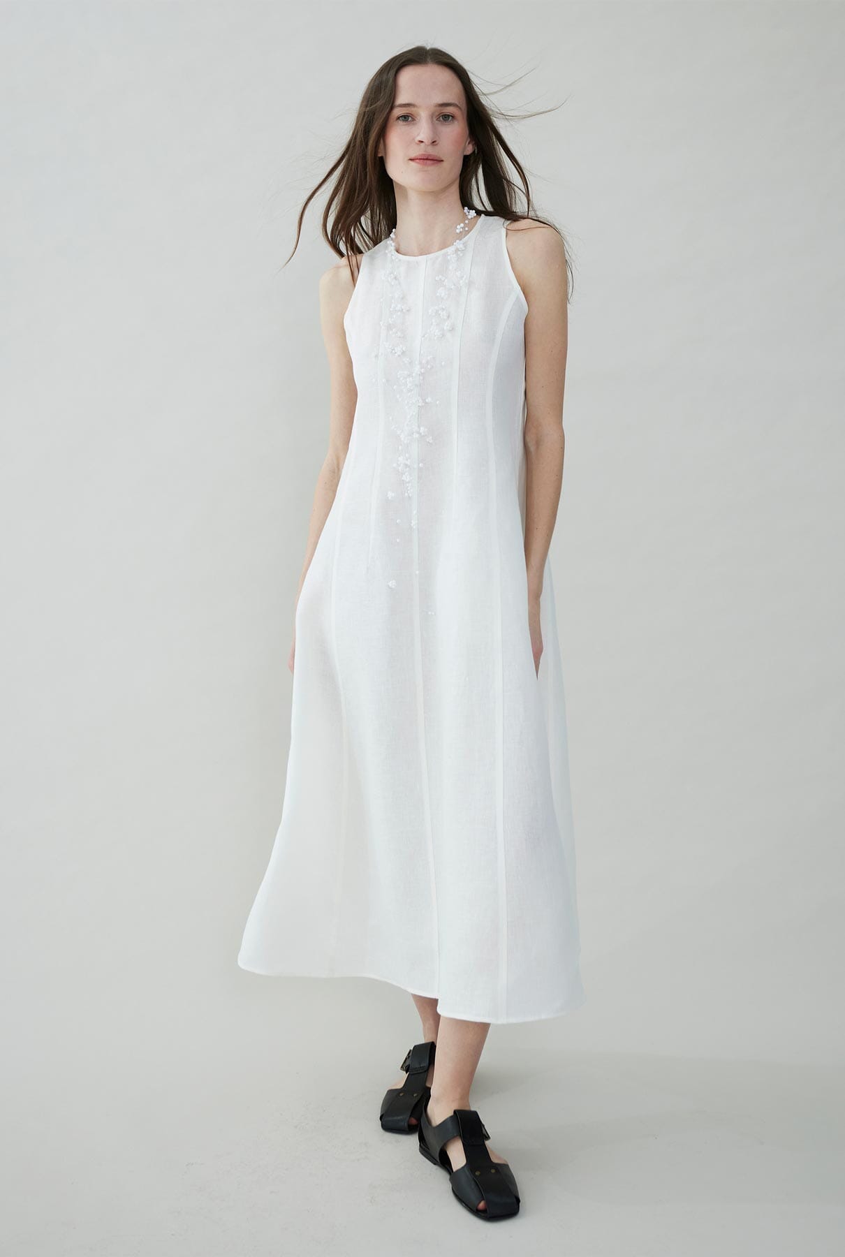 White linen dress