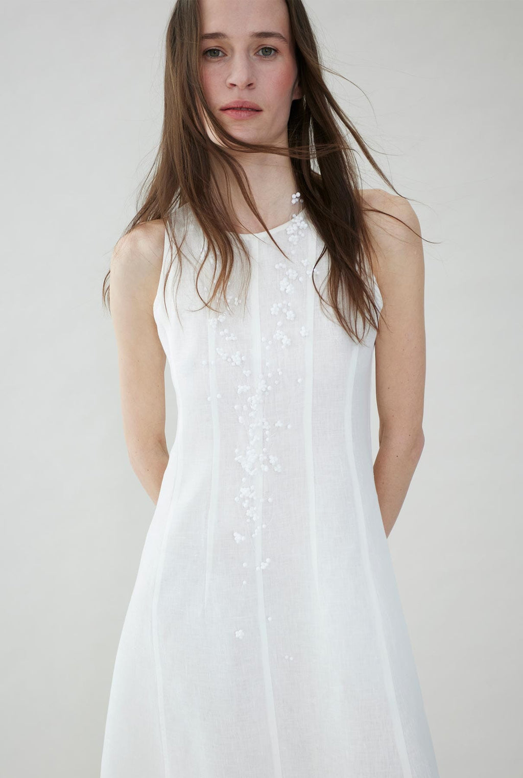 White linen dress