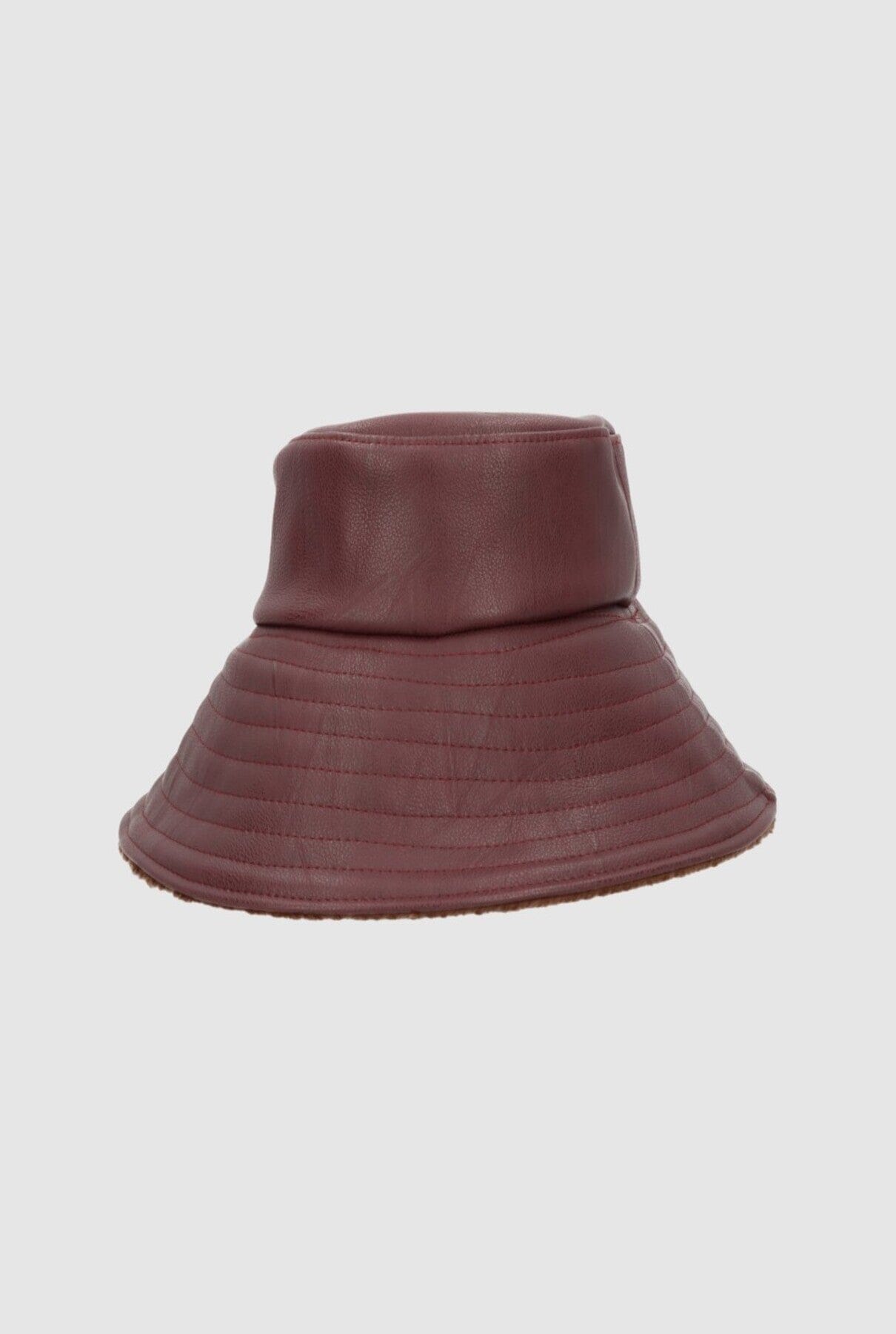 Yoyo Leather Hat Burgundy