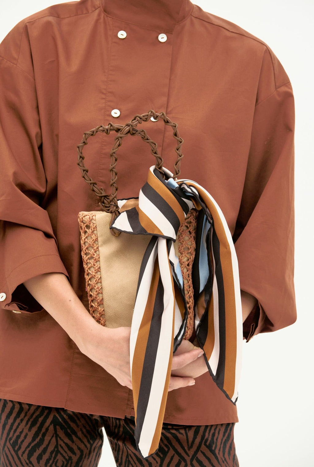 Zigzag Mini Bag Camel + Rust