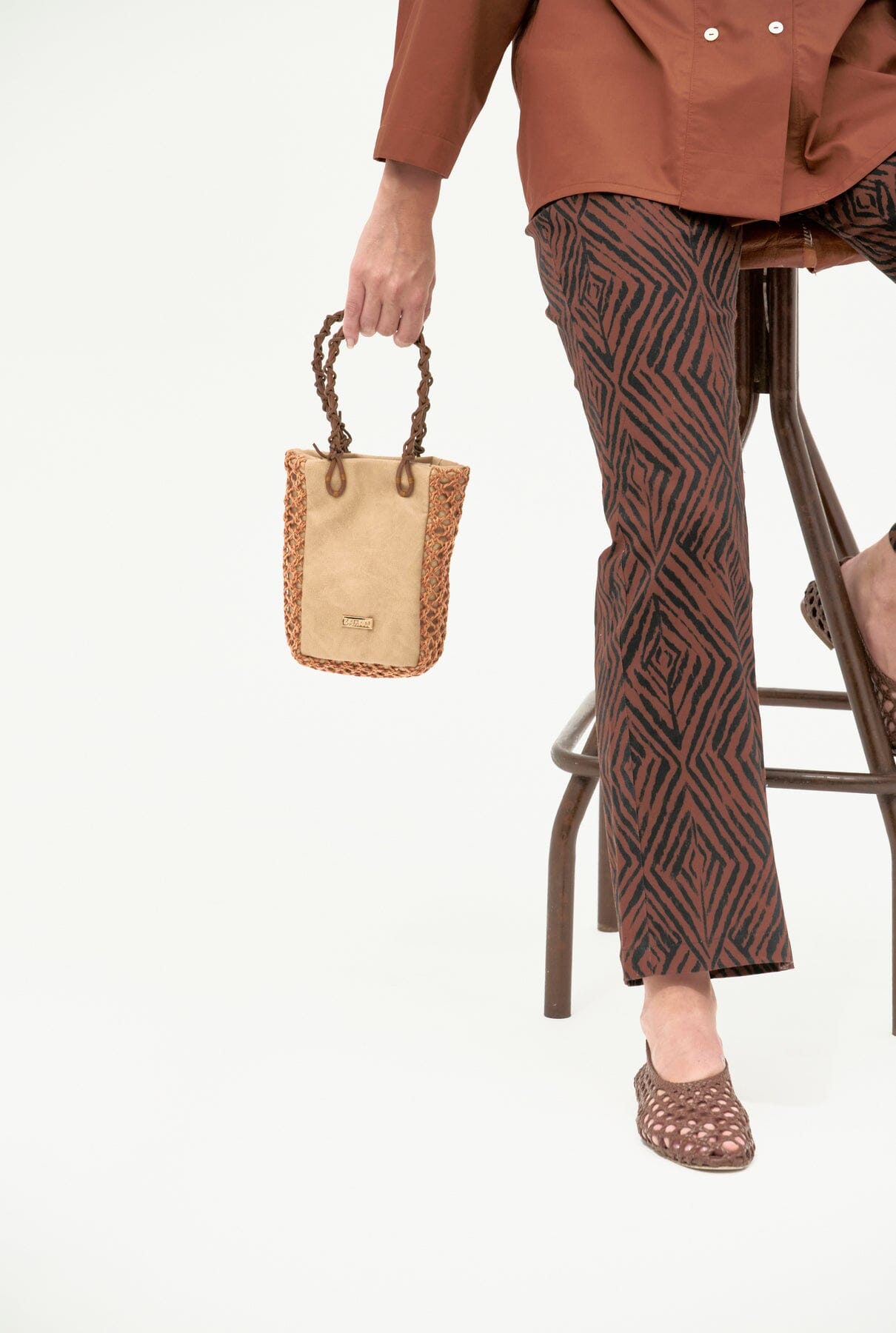 Zigzag Mini Bag Camel + Rust