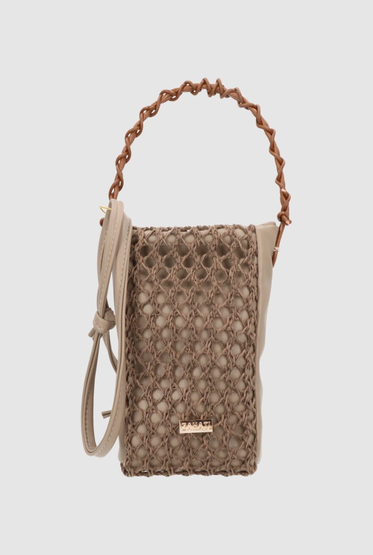 Zigzag Mini Bag Grey + Brown